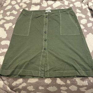 Sonoma Forest Green A-Line Skirt with Buttons